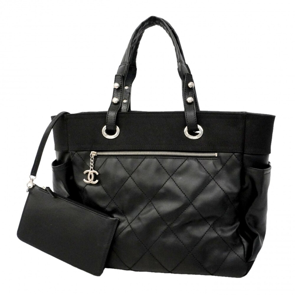 CHANEL Black Canvas Tote Bag
